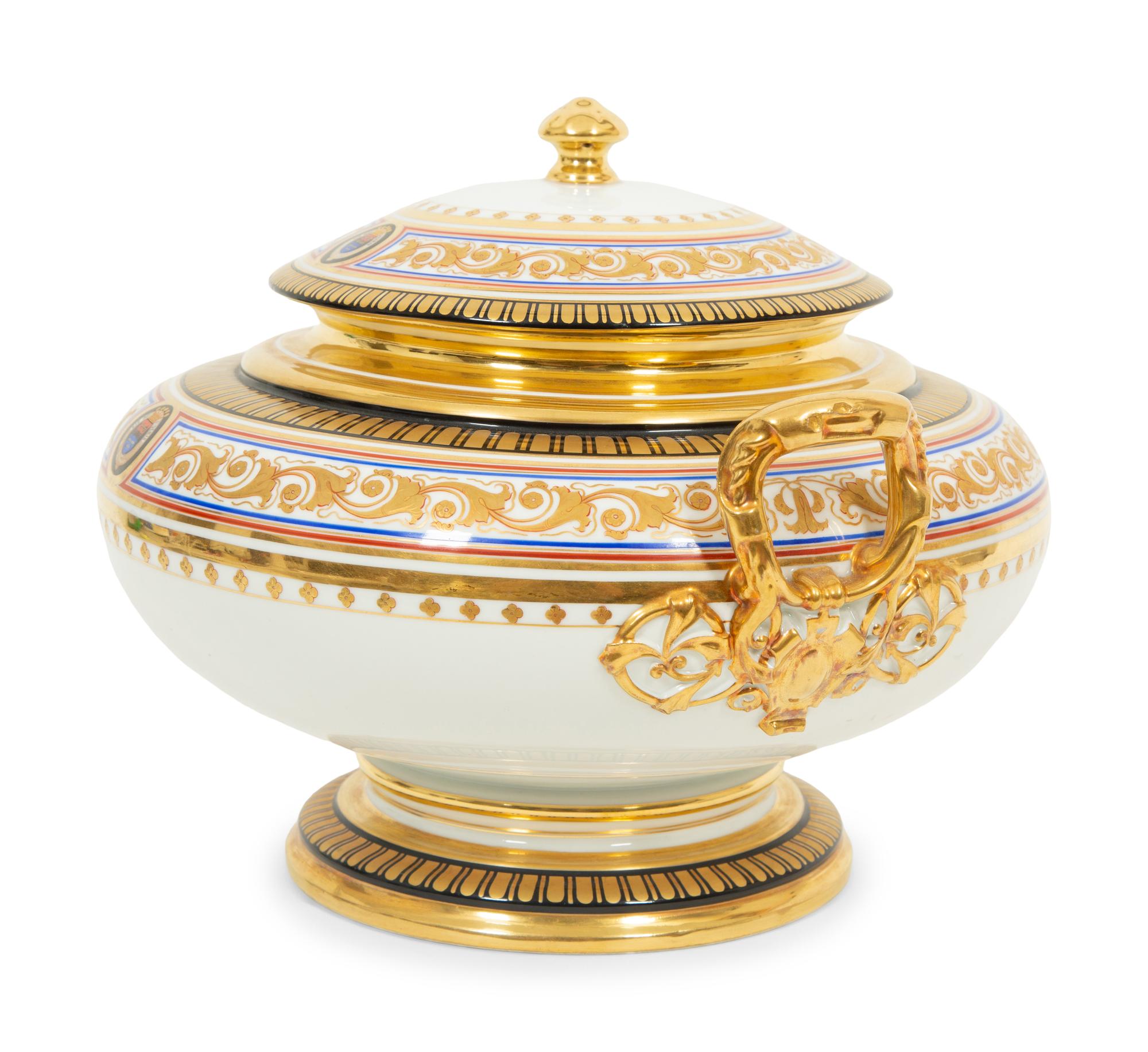 A Gardner Painted and Gilt Porcelain Tureen - TO BE RETURNED TO OWNER