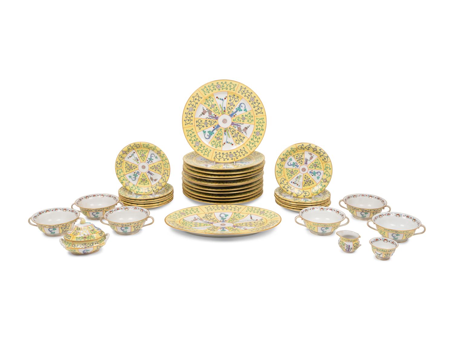 A Herend Yellow Dynasty Porcelain Service