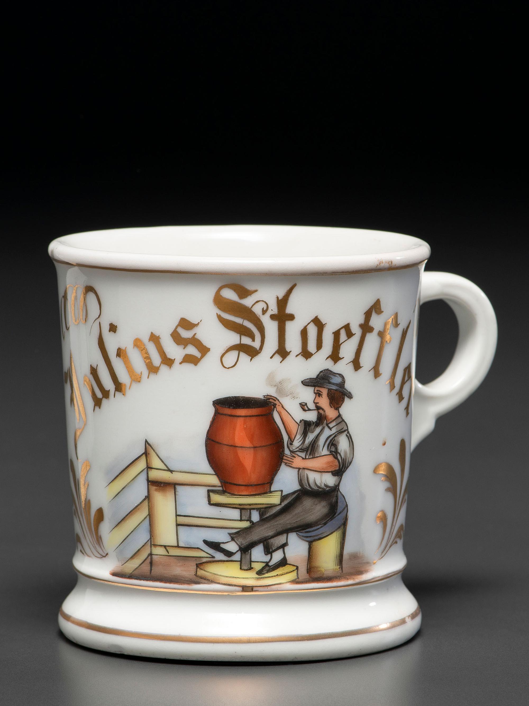A Potter's Porcelain Occupational Shaving Mug Belonging to Julius Stoeffler