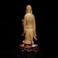 A Chinese carved soapstone figure of Shoulao 壽山石雕羅漢 Qing dynasty ?