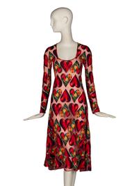 IMPORTANT GIANNI VERSACE DÉVORÉ JIM DINE HEART DRESS, FORMERLY OWNED BY GIANNI VERSACE, S/S 1997