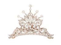 ANTIQUE, PLATINUM-TOPPED GOLD AND DIAMOND TIARA BROOCH