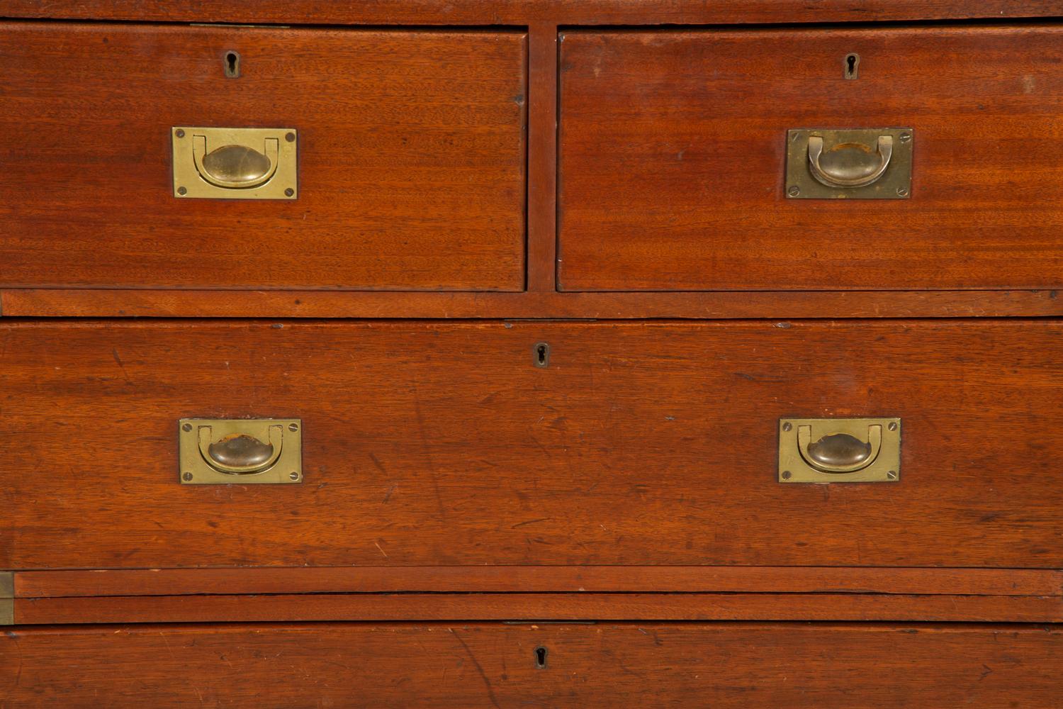 A Pair of English Brass Mounted Mahogany Campaign Chests