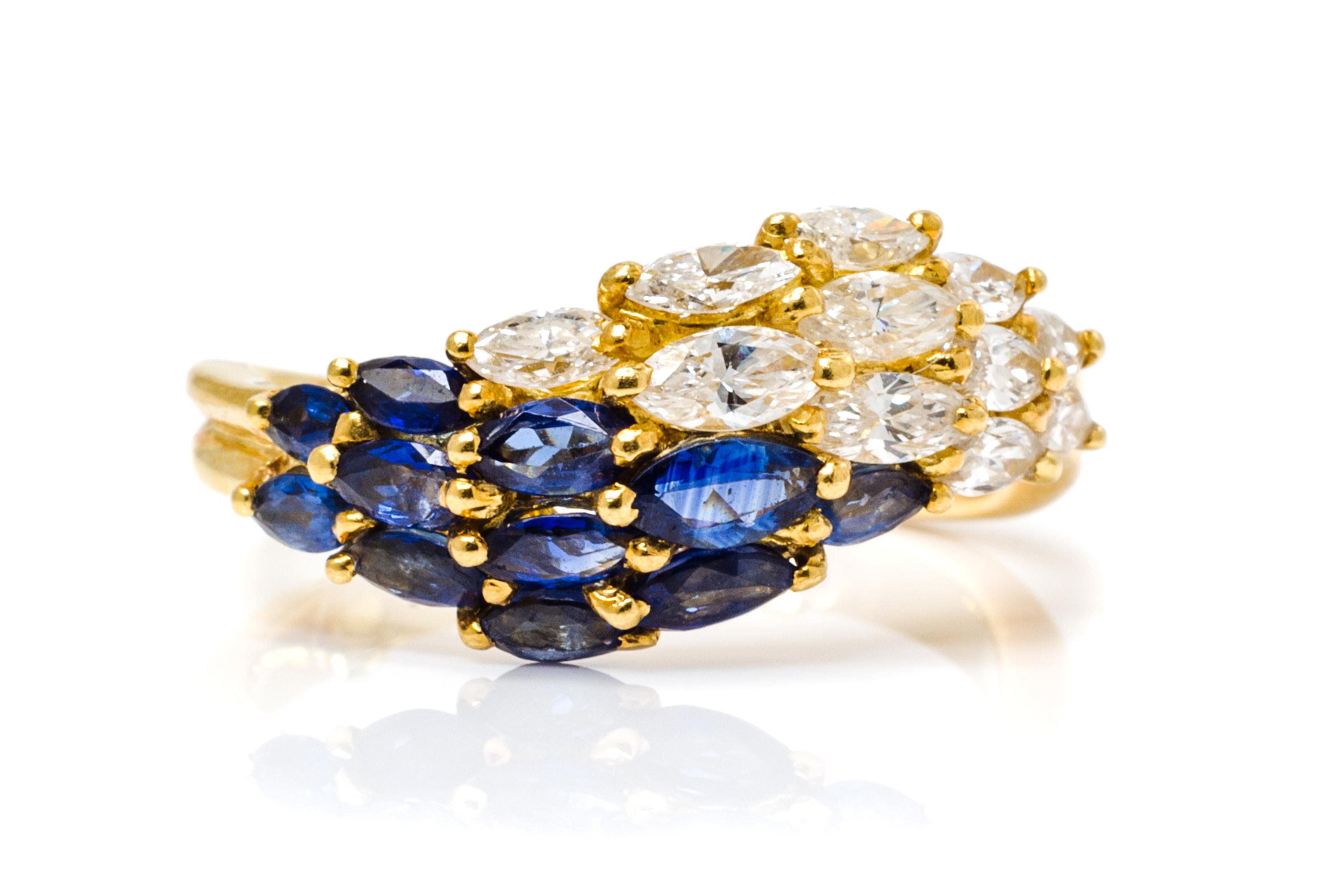 An 18 Karat Yellow Gold, Diamond and Sapphire Ring, 5.70 dwts.