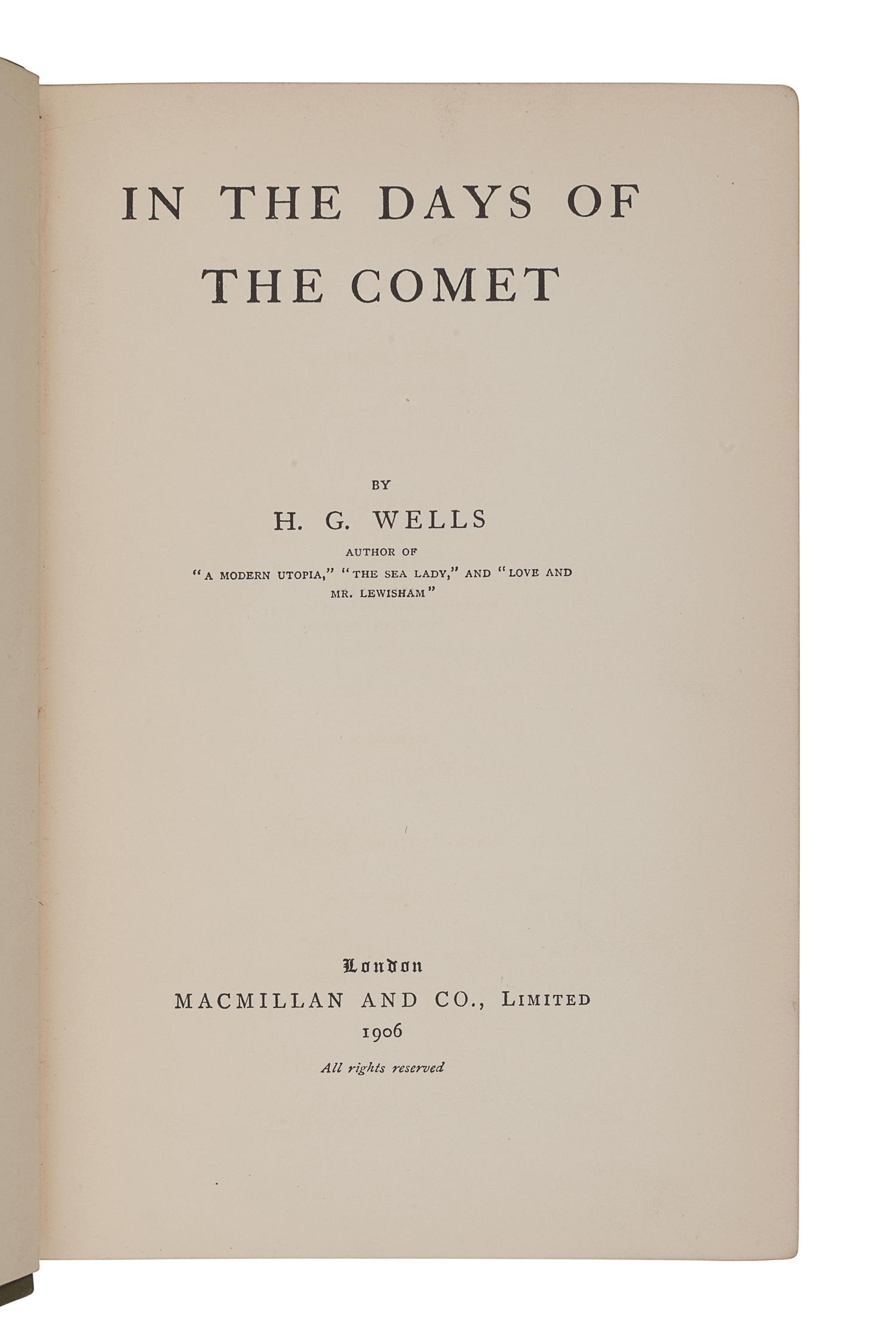WELLS, H.G. (1866-1946). A group of 3 works, comprising: