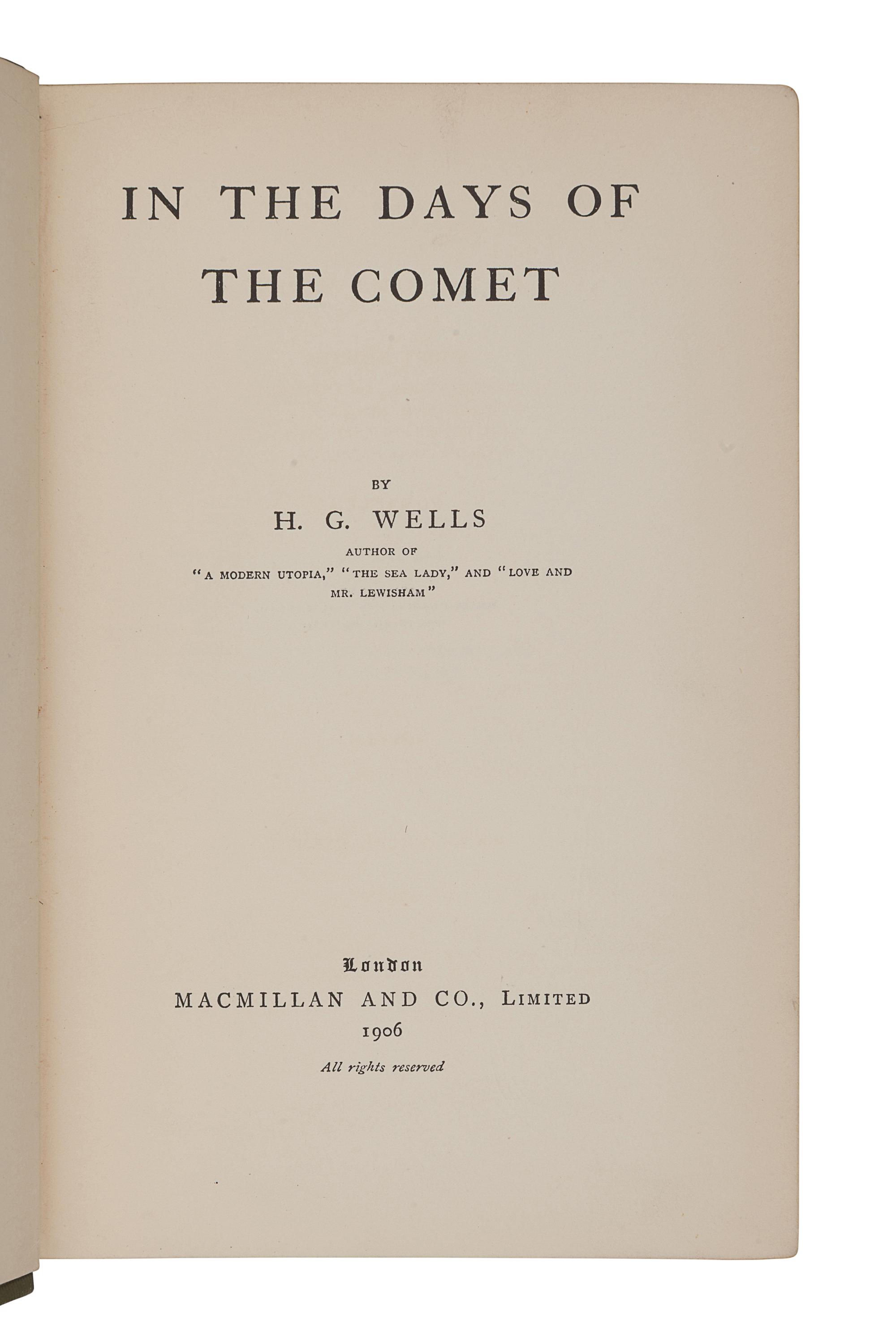 WELLS, H.G. (1866-1946). A group of 3 works, comprising: