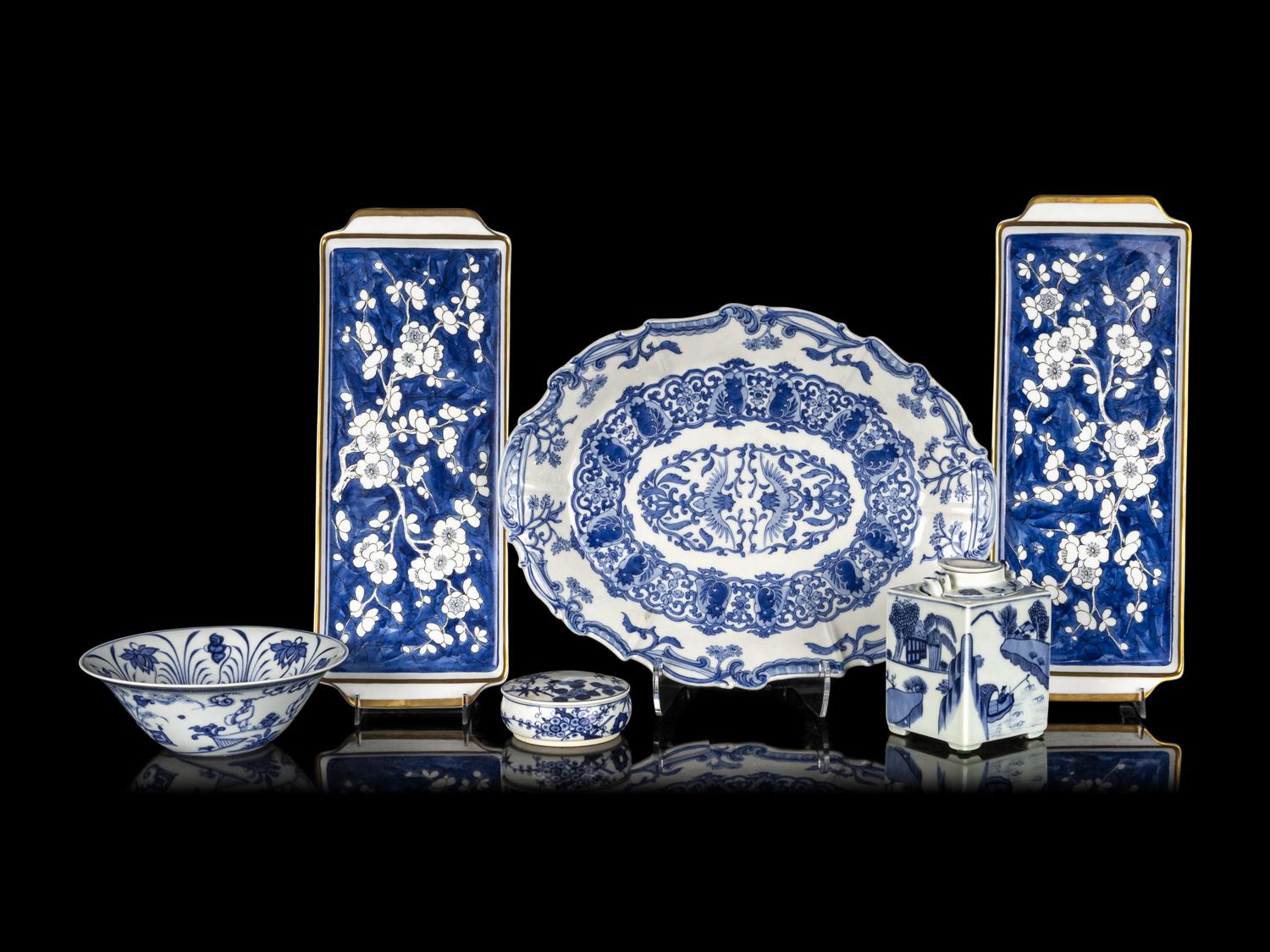 Six Japanese Export Blue and White Porcelain Wares