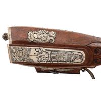 Contemporary Cheekstock Flintlock Rifle with Diana Motifs by John B. Derrick (American, b.1936)