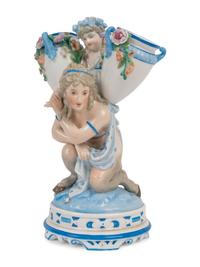 A Pair of German Porcelain Figural Vases