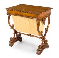 A Victorian Bird's-Eye Maple Sewing Table