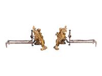 A Pair of Continental Gilt Bronze Figural Chenets