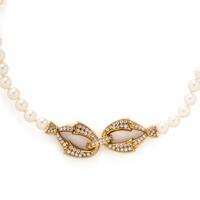 CULTURED PEARL AND DIAMOND NECKLACE