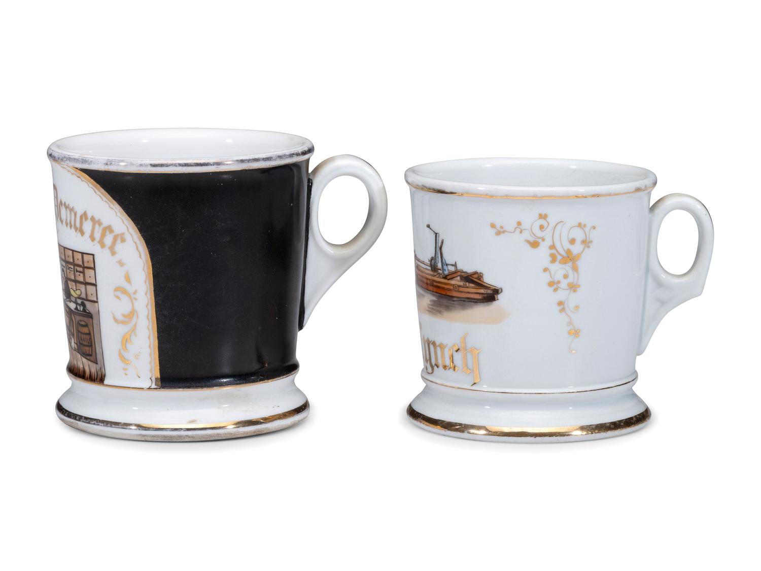 Two Sawyer's Porcelain Occupational Shaving Mugs