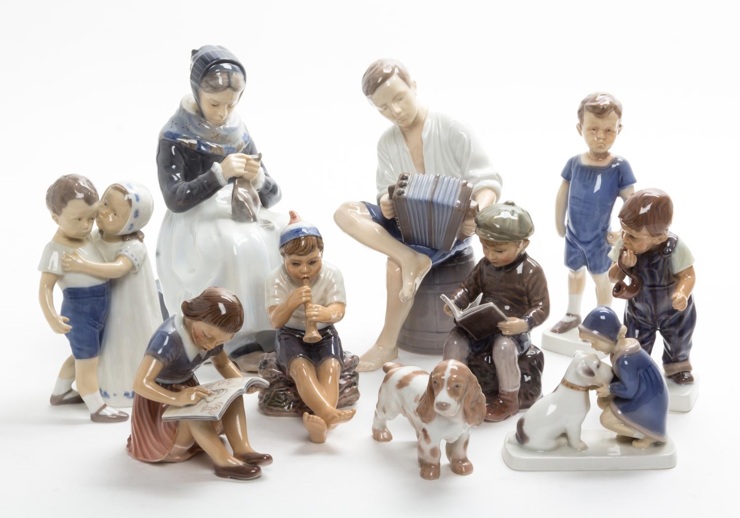 A Collection of Danish Porcelain Figures Height of tallest 9 1/8 inches. — 20TH CENTURY