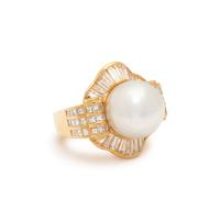 CULTURED PEARL AND DIAMOND RING
