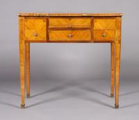 A Louis XVI Style Parquetry Poudreuse, Height 29 x width 31 1/2 x depth 17 5/8 inches.