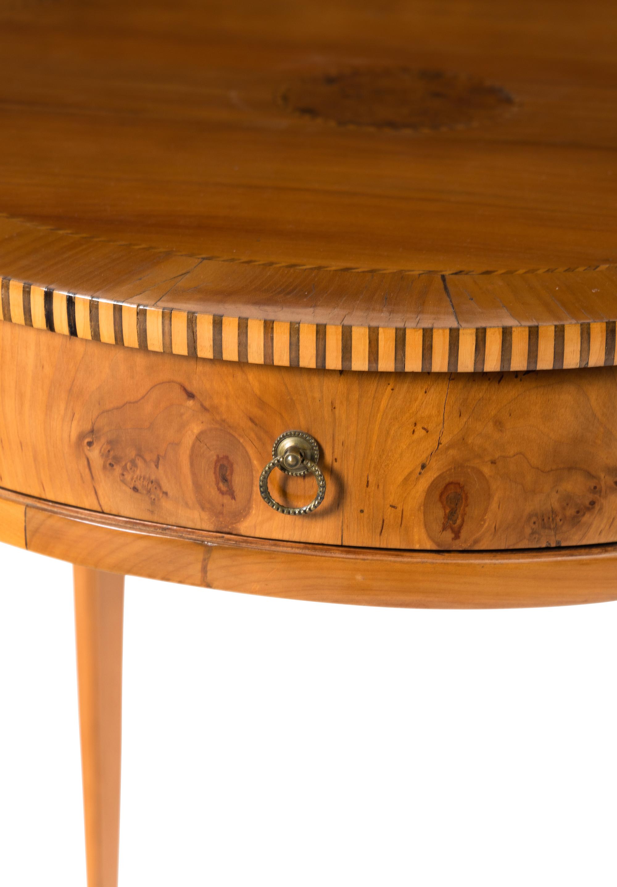 A Continental Fruitwood and Marquetry Side Table