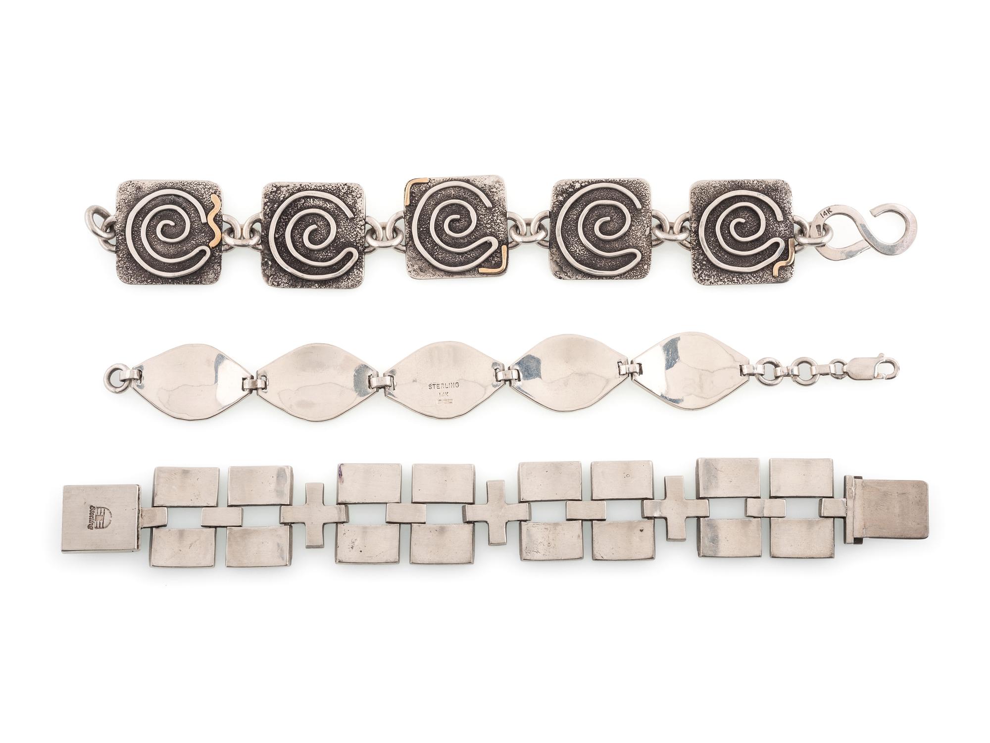 Navajo and Pueblo Sterling Silver Link Bracelets