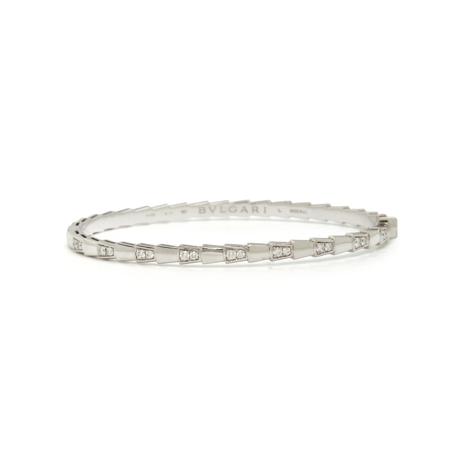 BULGARI, WHITE GOLD AND DIAMOND 'SERPENTI' BANGLE BRACELET
