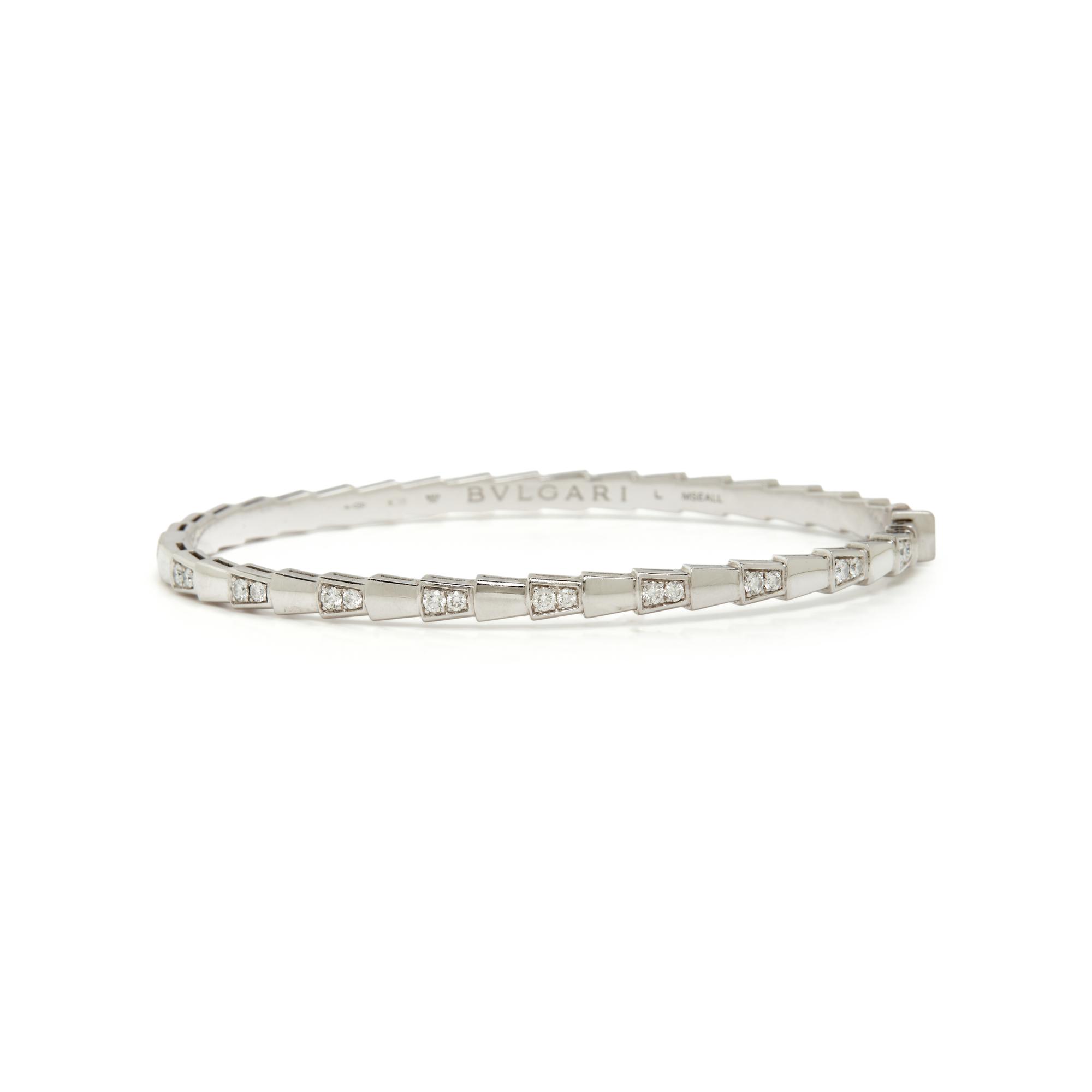 BULGARI, WHITE GOLD AND DIAMOND 'SERPENTI' BANGLE BRACELET