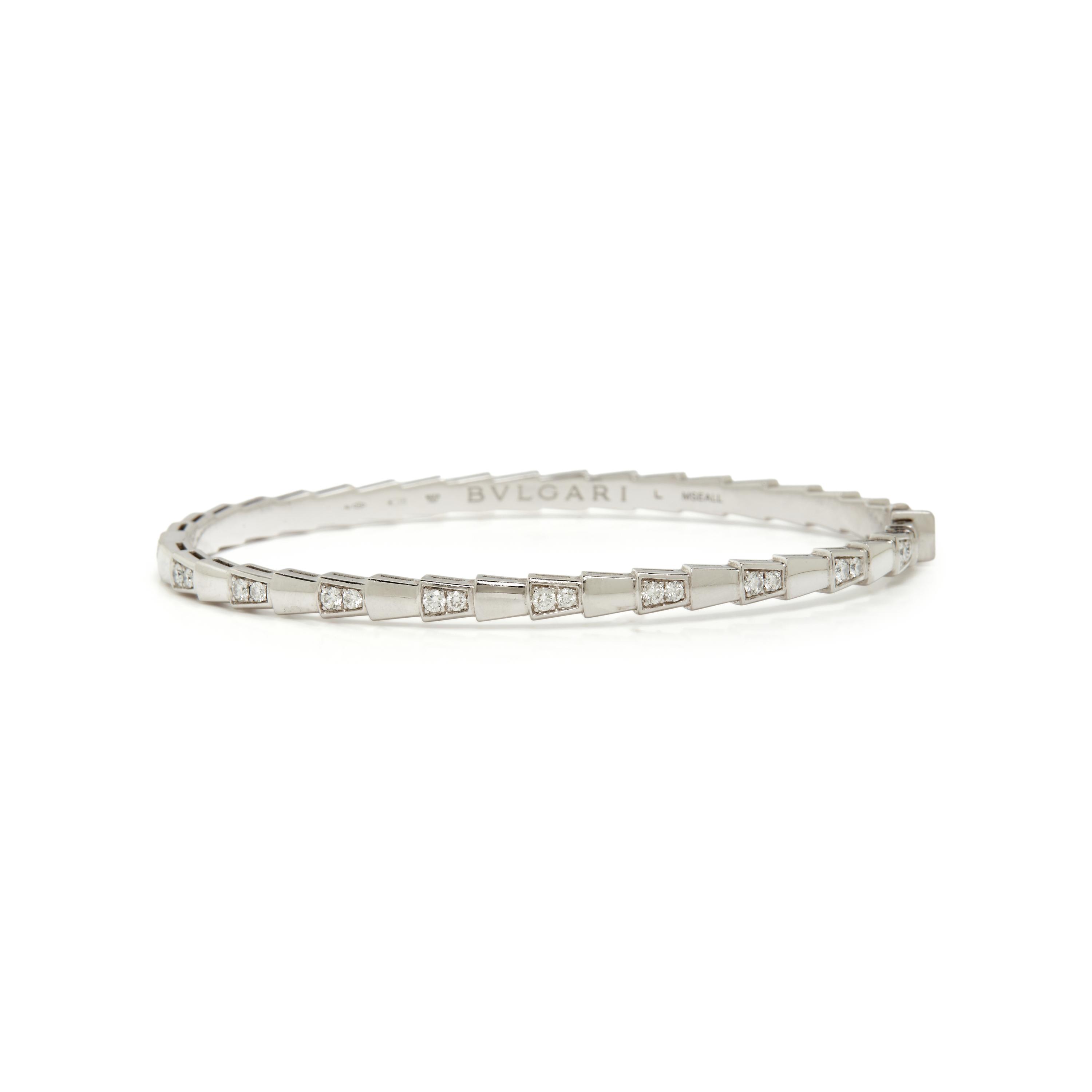 BULGARI, WHITE GOLD AND DIAMOND 'SERPENTI' BANGLE BRACELET