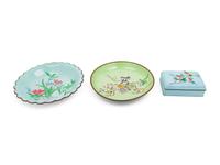 Three Chinese Painted Enamel on Metal Articles