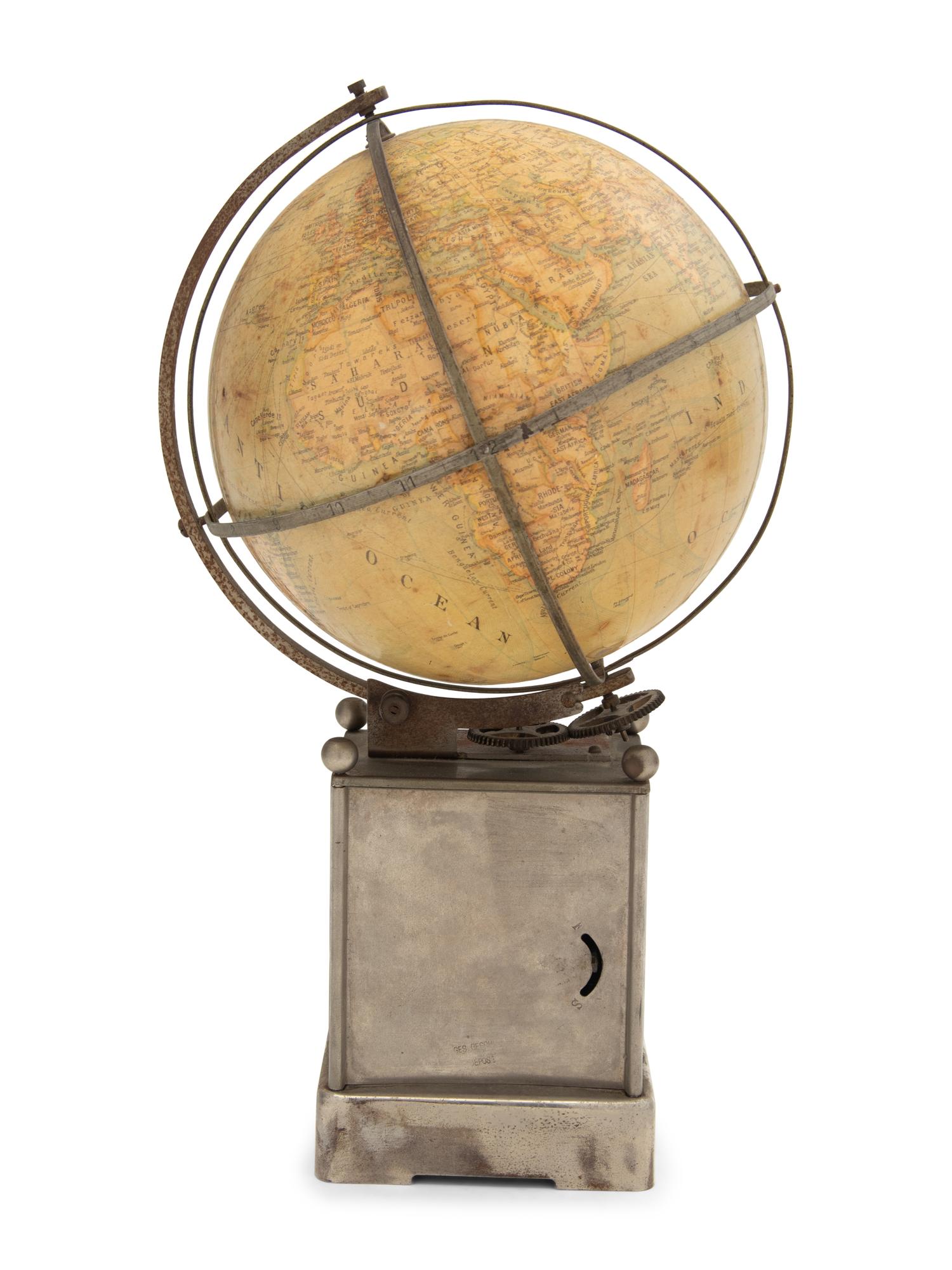 An American Globe Mounted Mantel Clock