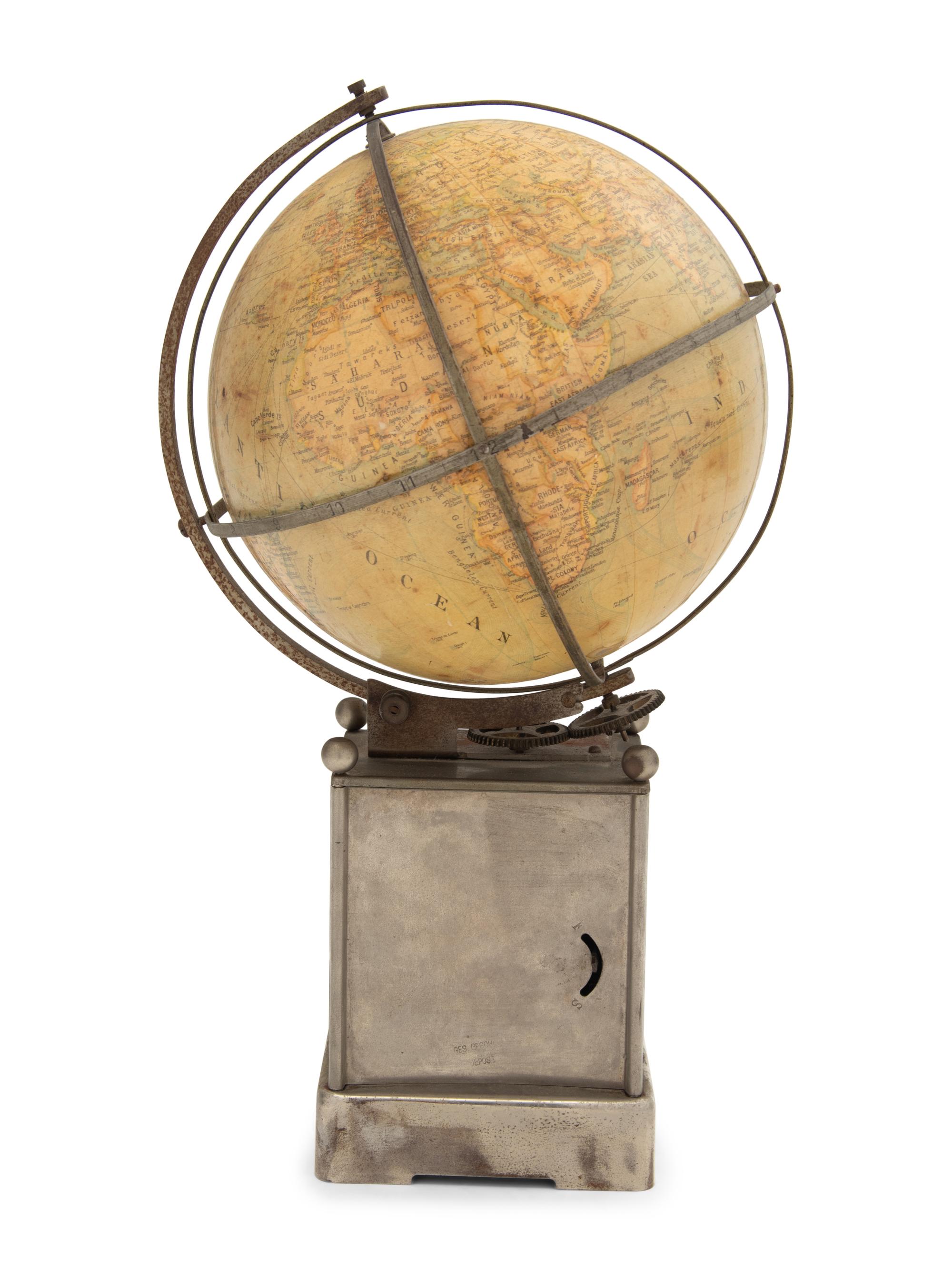 An American Globe Mounted Mantel Clock