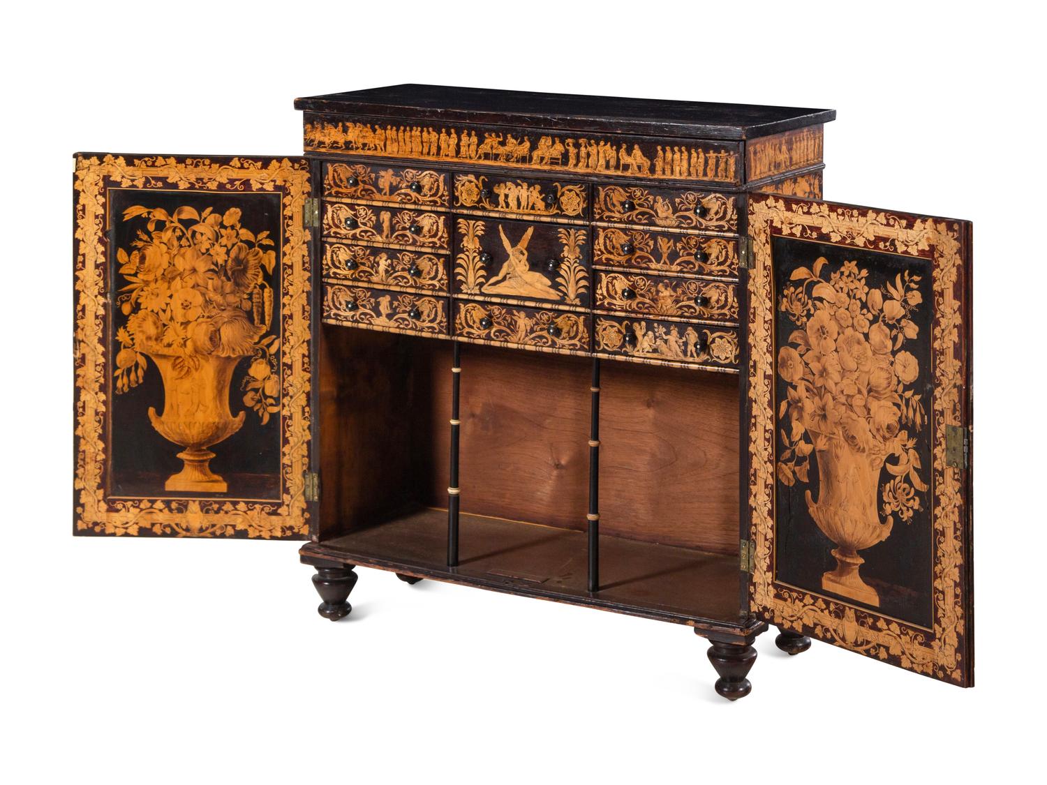 A Neoclassical Style Penwork Cabinet