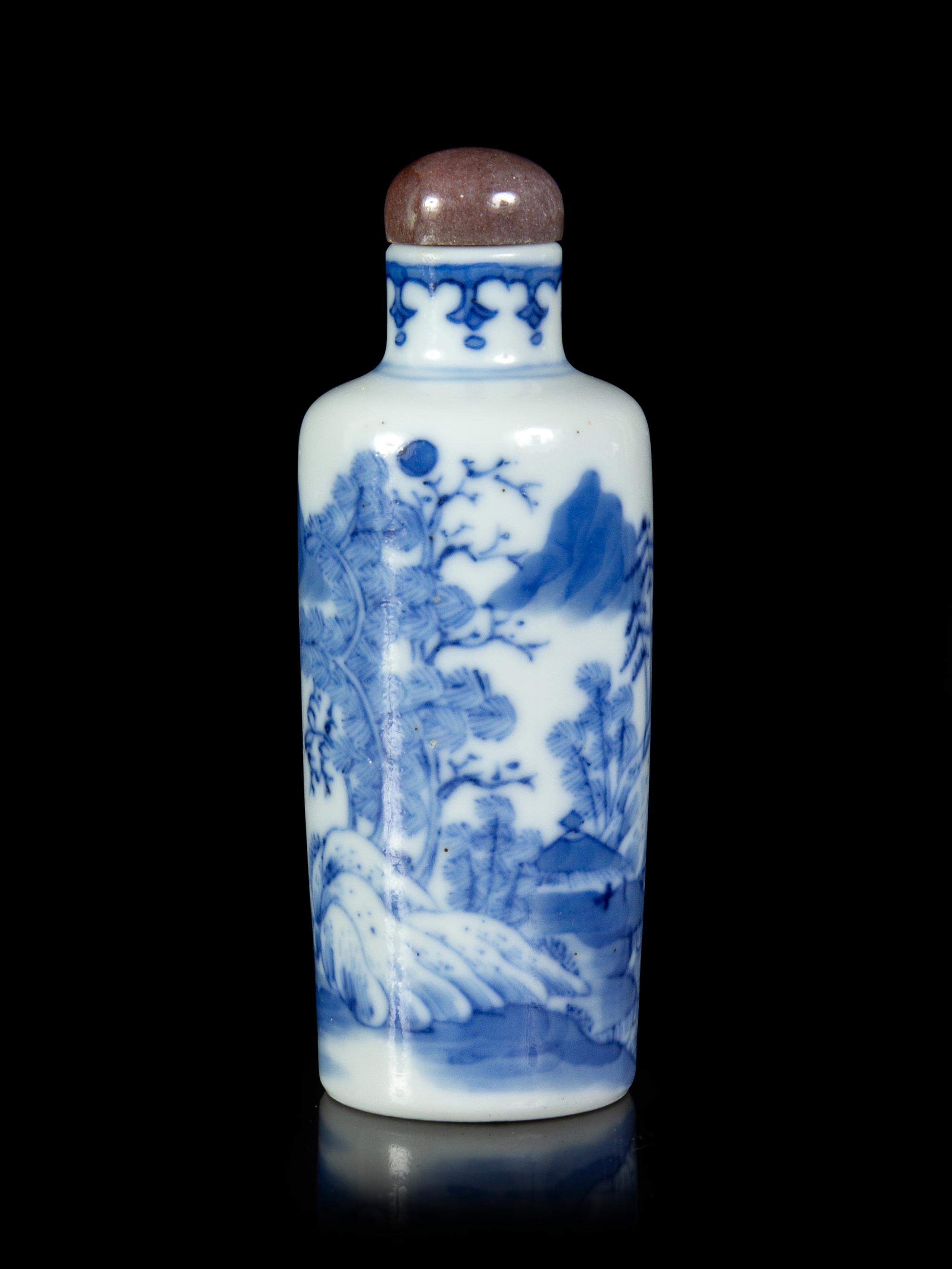 A Blue and White Porcelain Snuff Bottle