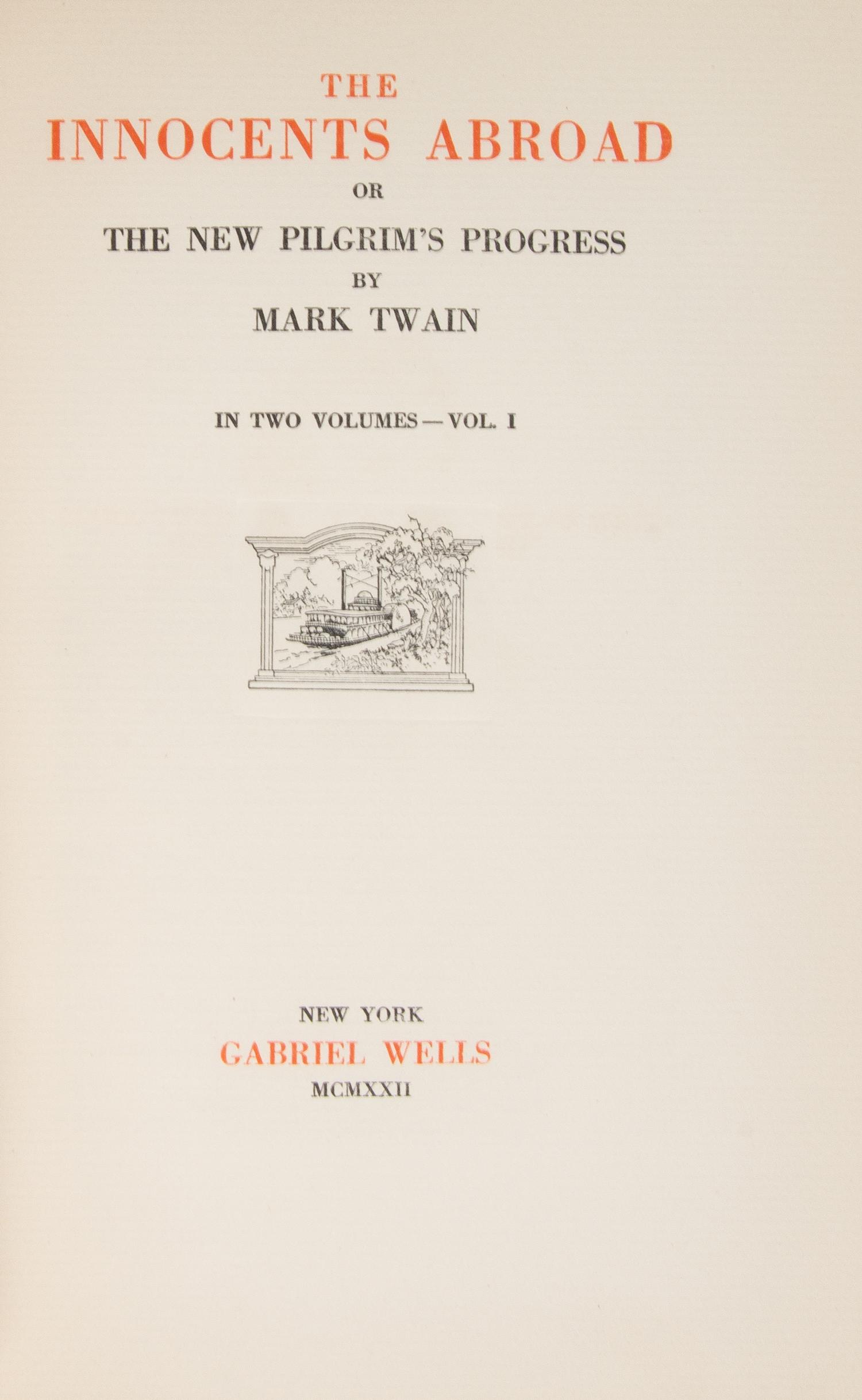 (CLEMENS, SAMUEL L.) TWAIN, MARK, a.k.a. The Writings. New York, 1922-25. 37 vols. Limited signed as Twain and Clemens.