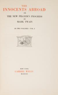 (CLEMENS, SAMUEL L.) TWAIN, MARK, a.k.a. The Writings. New York, 1922-25. 37 vols. Limited signed as Twain and Clemens.