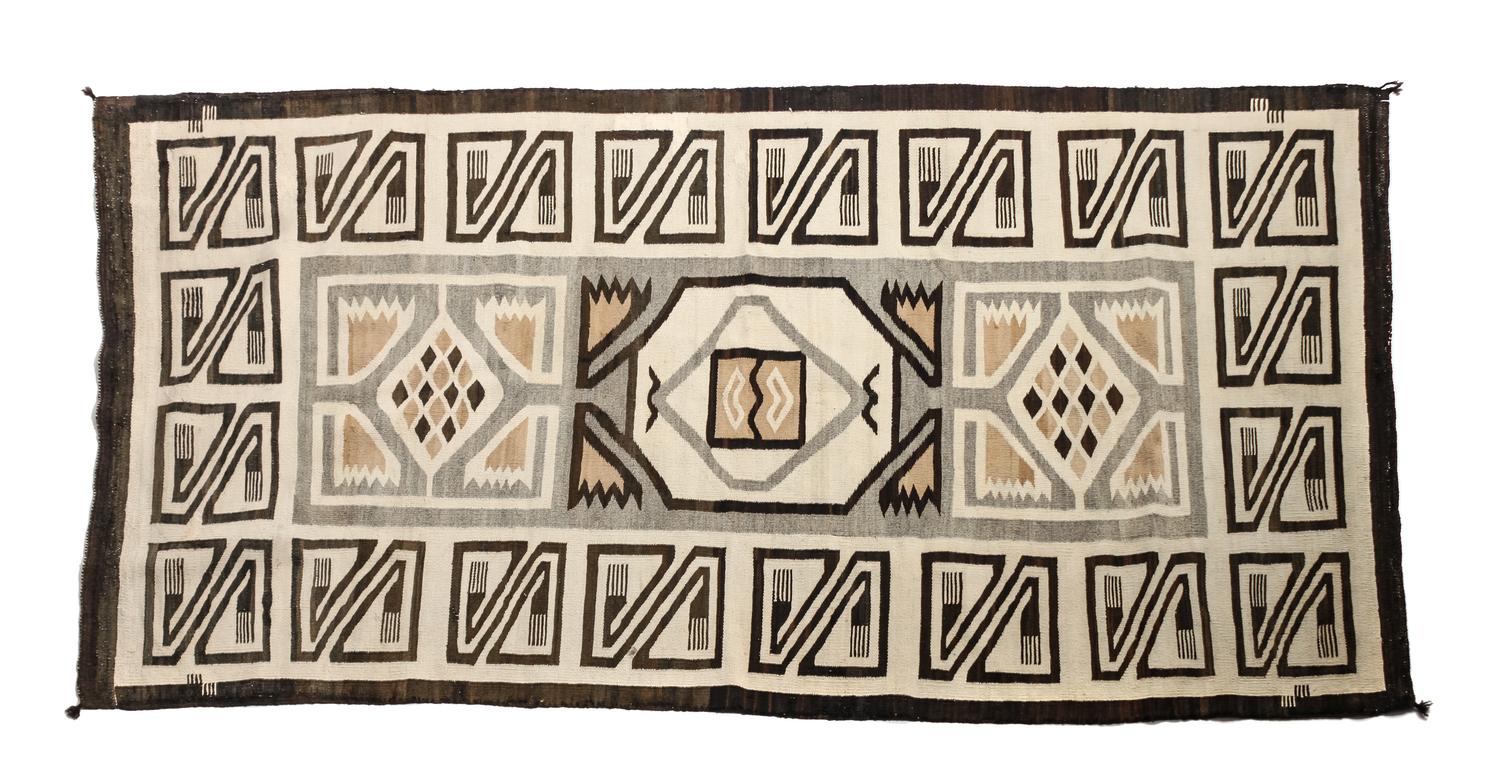 Navajo Two Grey Hills Rug 69 x 37 inches — First Half 20th Century