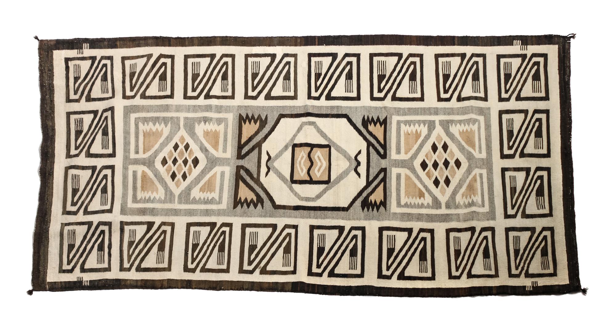 Navajo Two Grey Hills Rug 69 x 37 inches — First Half 20th Century