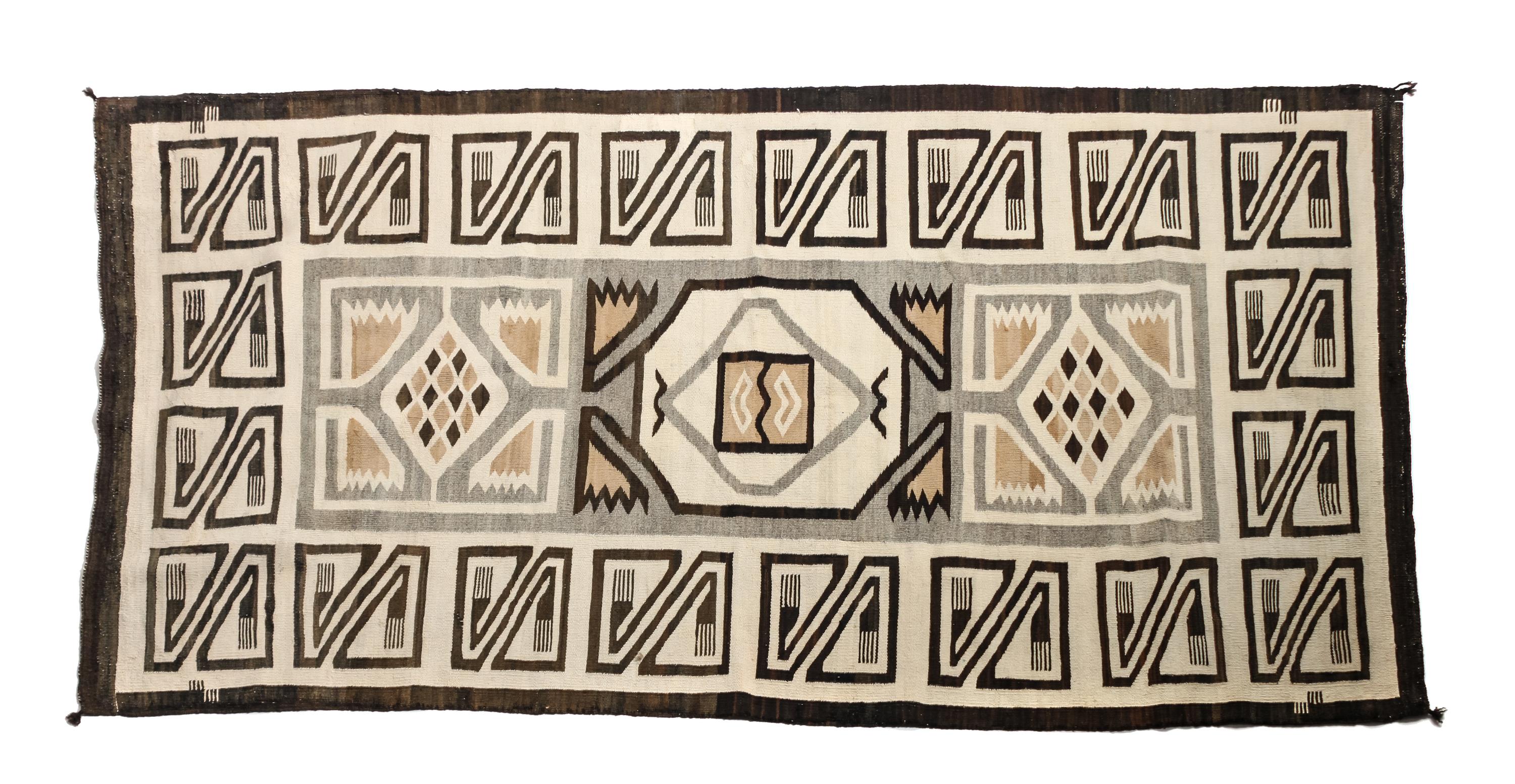 Navajo Two Grey Hills Rug 69 x 37 inches — First Half 20th Century