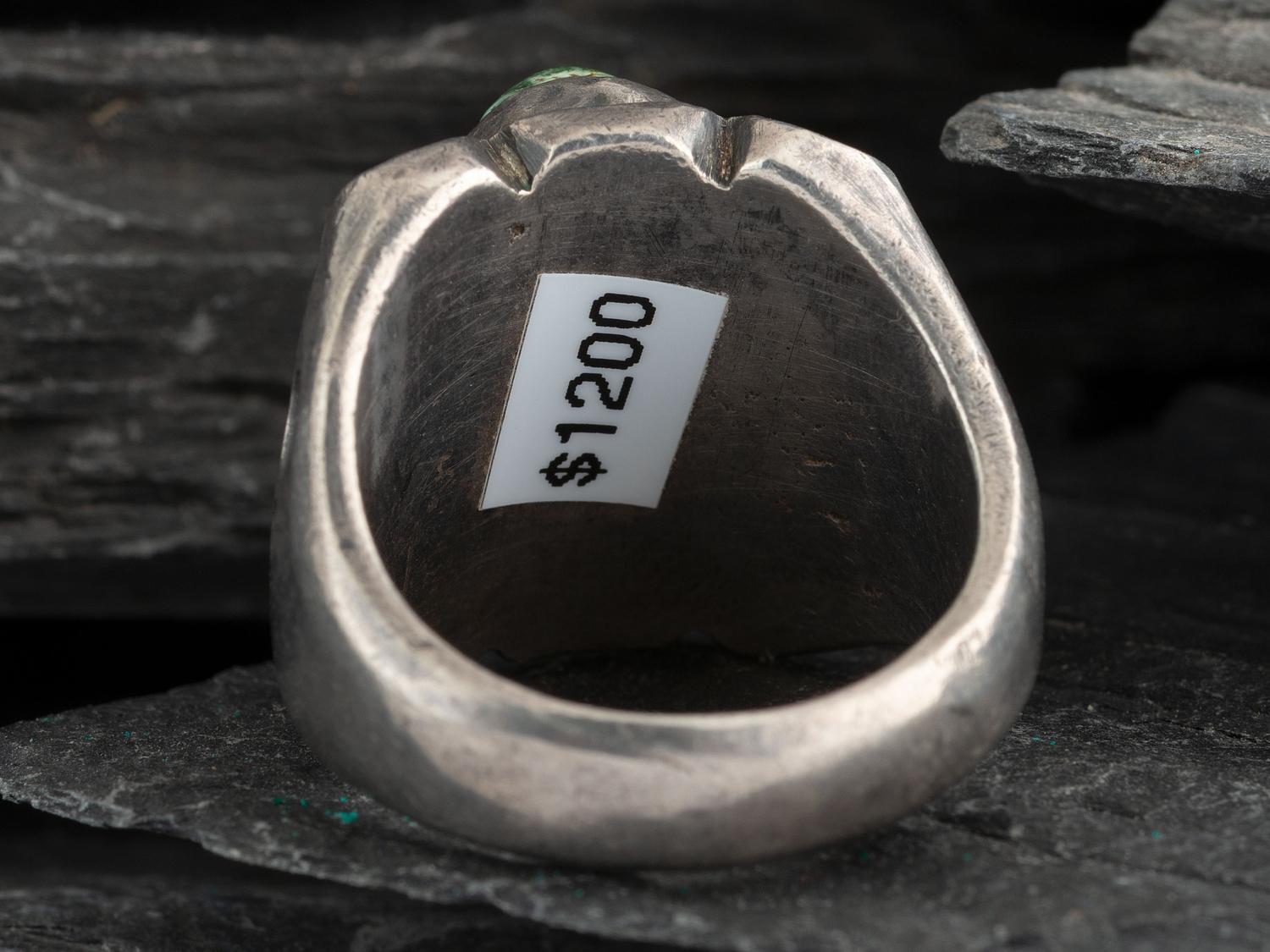 Navajo Stamped Ingot and Drilled Turquoise Ring