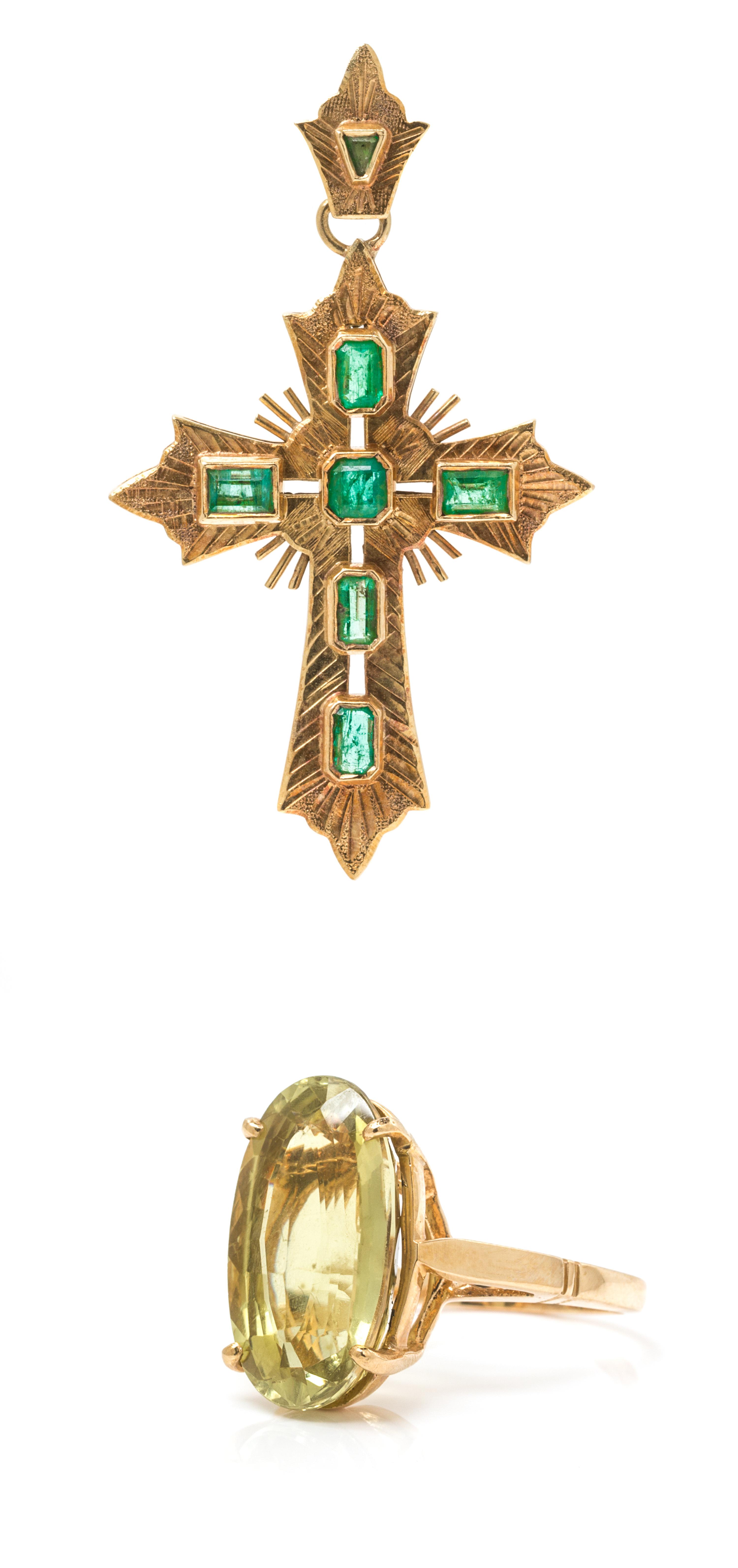 A Collection of Yellow Gold and Gem Jewelry, 10.10 dwts.