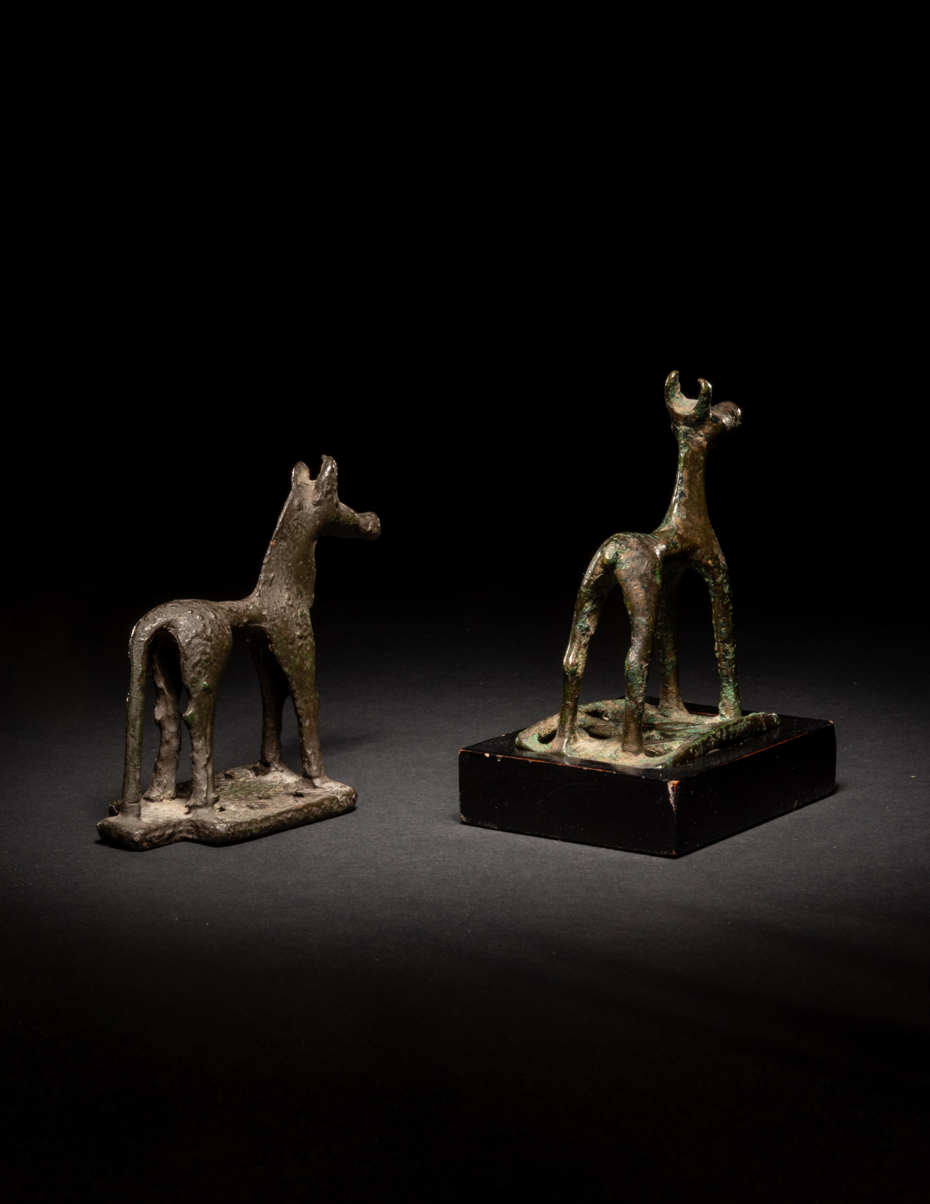 Two Greek Bronze Horses