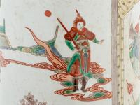 A Chinese Famille Verte Porcelain Rouleau Vase