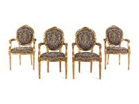 A Set of Four Louis XVI Style Giltwood Fauteuils