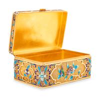 A Chinese Enameled Silver and Jade Inset Table Casket