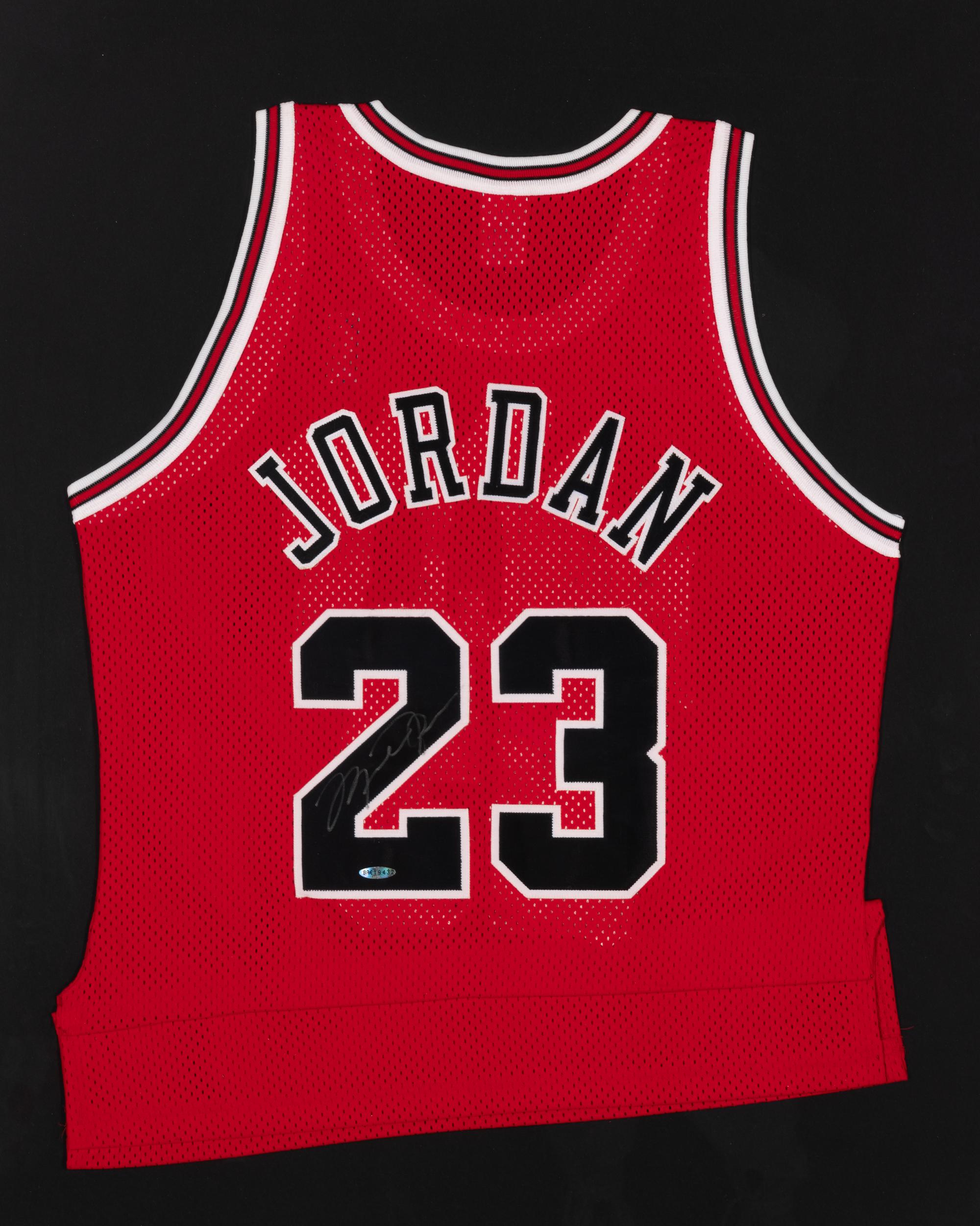 A Michael Jordan Signed Autograph Chicago Bulls Jersey (Upper Deck Authenticated)