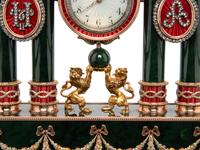 A Gold, Guilloché Enamel, Silver-Gilt and Gemstone-Mounted Nephrite Clock