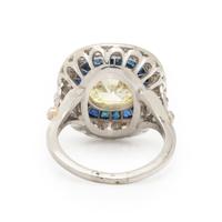 ART DECO, YELLOW DIAMOND, SAPPHIRE, AND DIAMOND RING