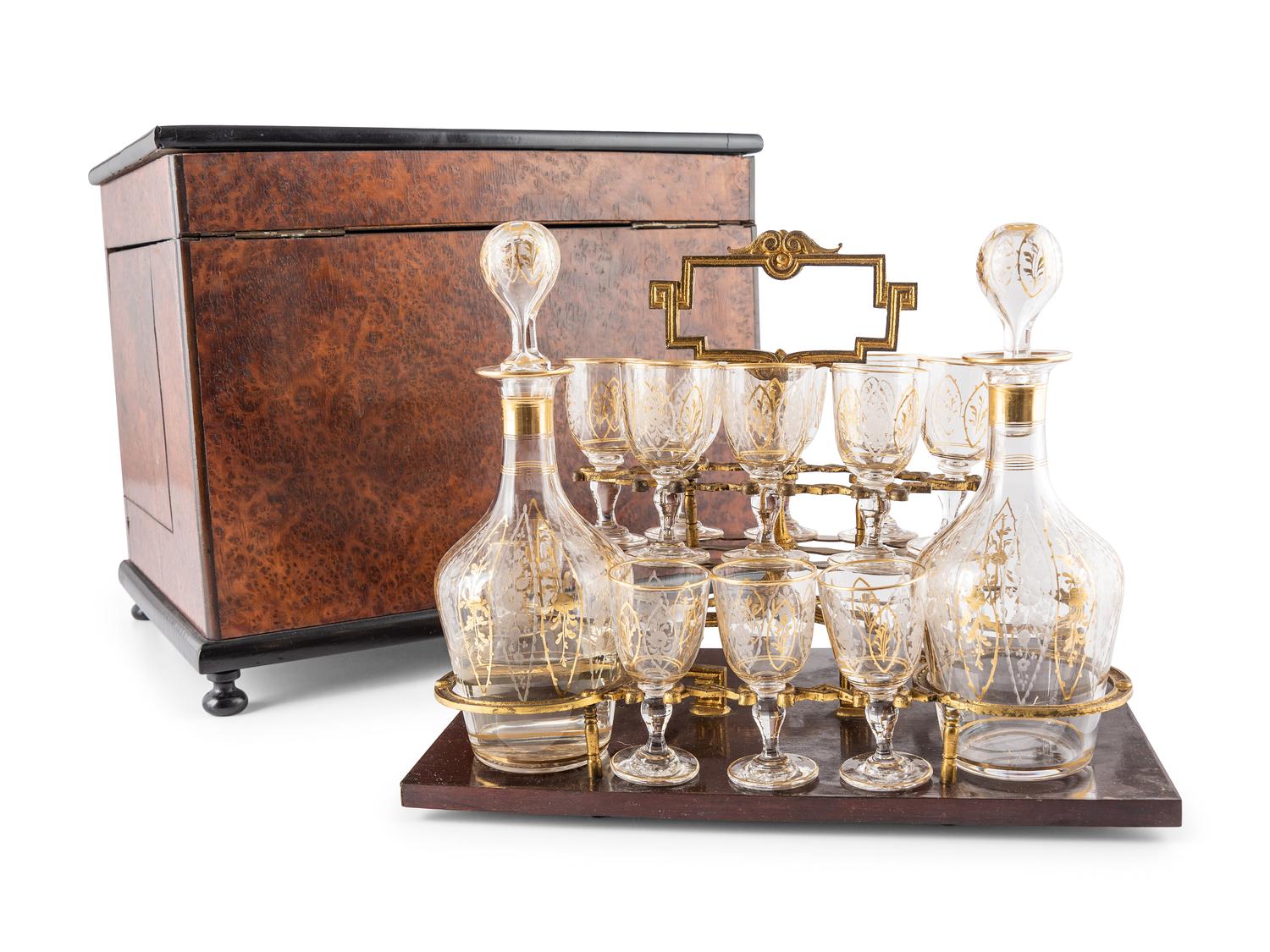 A Burlwood Inlaid Tantalus