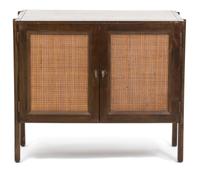 A Modern Wood and Rattan Bar Chest Height 29 x width 33 3/4 x depth 18 3/4 inches. — 20TH CENTURY