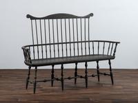 A Volute Carved Comb-Back Windsor Bench