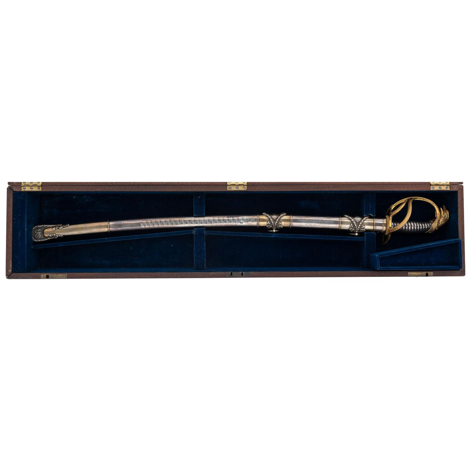 Civil War Military Archive of Major Frederick M. Edgell and the 1st New Hampshire Battery Including: Tiffany & Co. M1850 Presentation Sword in Case with 80 Original Documents, Letters, CDVs, and Accessories