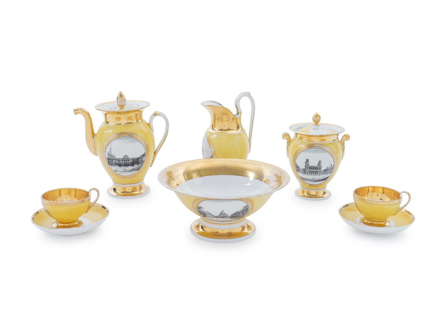 A 13-Piece Porcelain de Paris French Empire Style Coffee Service — C. 1800