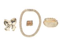 FOUR PIECES OF STERLING SILVER JEWELRY, INCLUDING THREE BROOCHES AND A NECKLACE